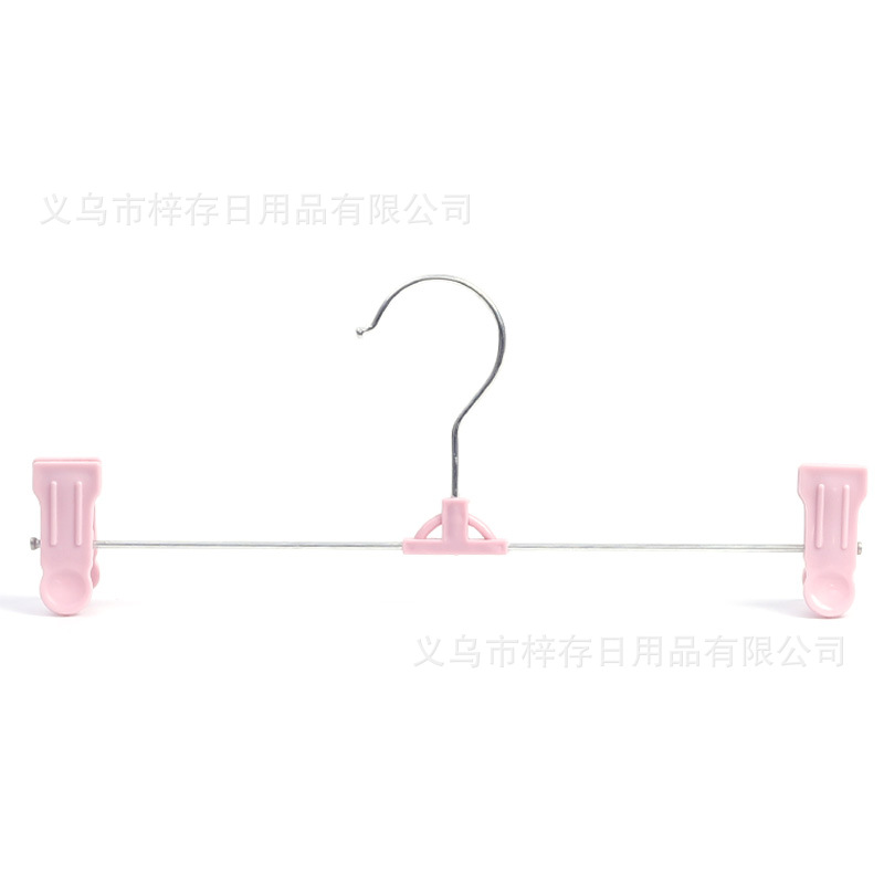 不锈钢衣架家用裙子收纳文胸架防滑斧头夹子可伸缩轻便无痕展示架白底实物图