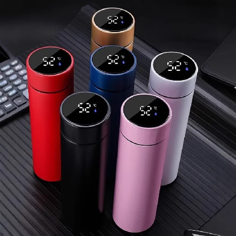 Intelligent temperature-measuring insulated cup, 304 double-layer stainless steel water cup, car business gift temperature cup wholesale, engraved log details Picture