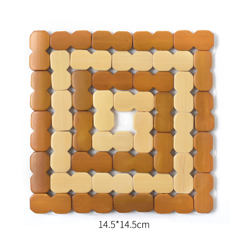 跨境代发竹制餐桌隔热垫方形回字形防烫碗垫碗垫竹木杯垫厨房锅垫