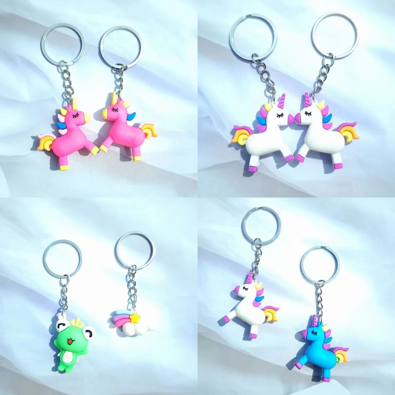 Nuevo amazon cartoon unicornio boney llavero goma suave arco iris tridimensional colgante pequeño regalo juguetes al por mayor Specification image