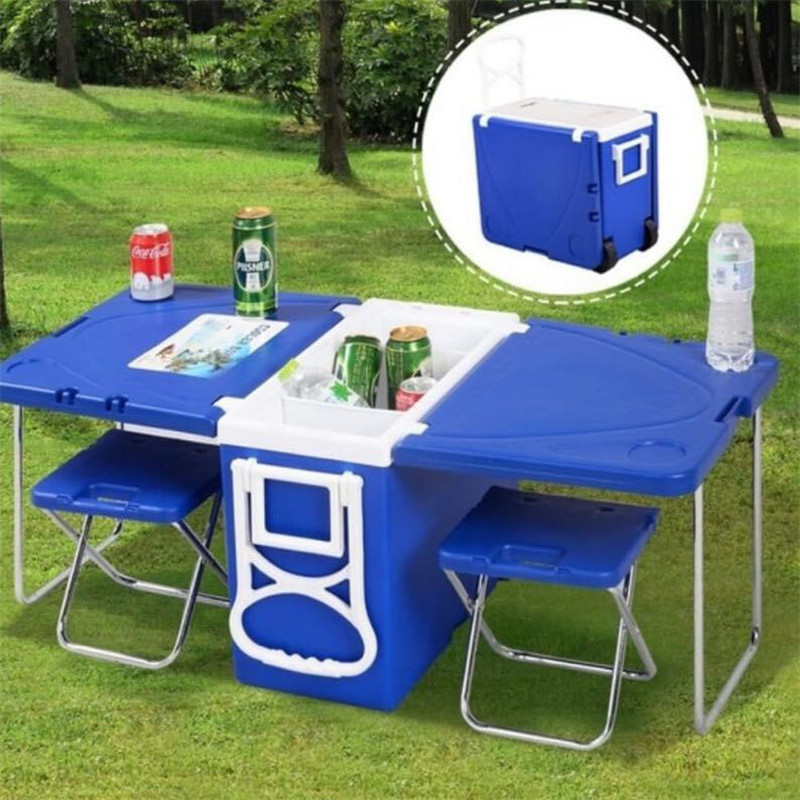 Portable outdoor folding table and chair set, casual camping picnic stool, portable multi-functional leisure products