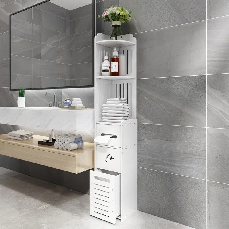 Bathroom toilet corner storage rack, household bathroom large-capacity floor-standing storage rack, multi-layer storage cabinet, waterproof