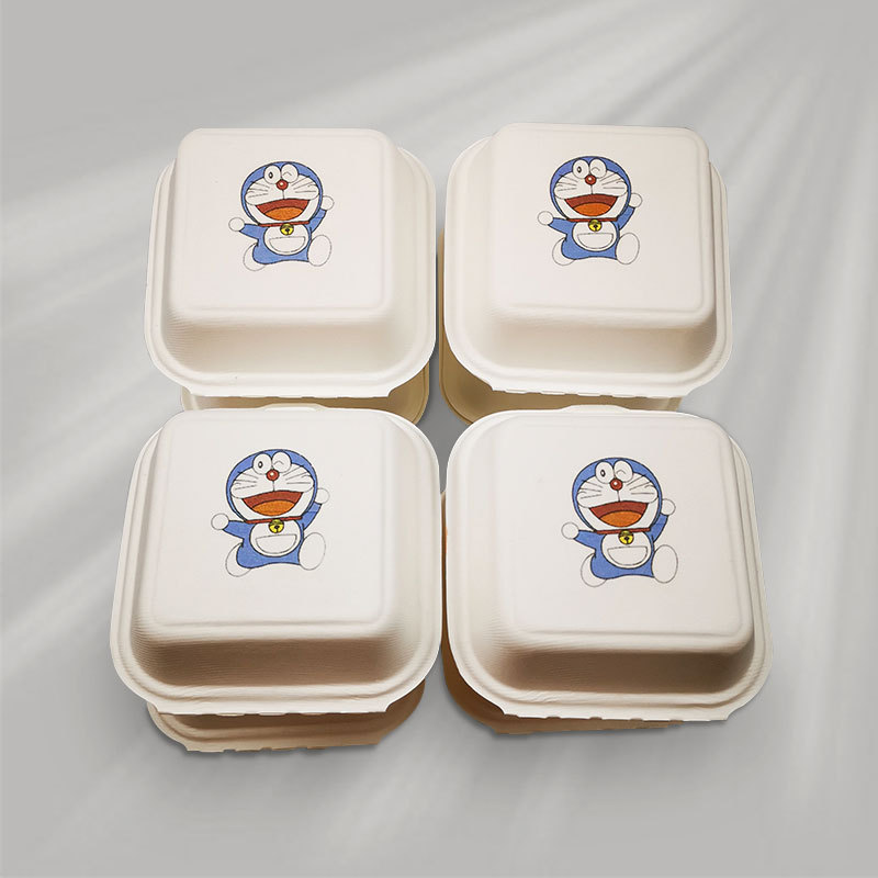 一次性纸浆餐盒网红便当蛋糕盒 6寸汉堡盒方形外卖打包盒可加热细节图