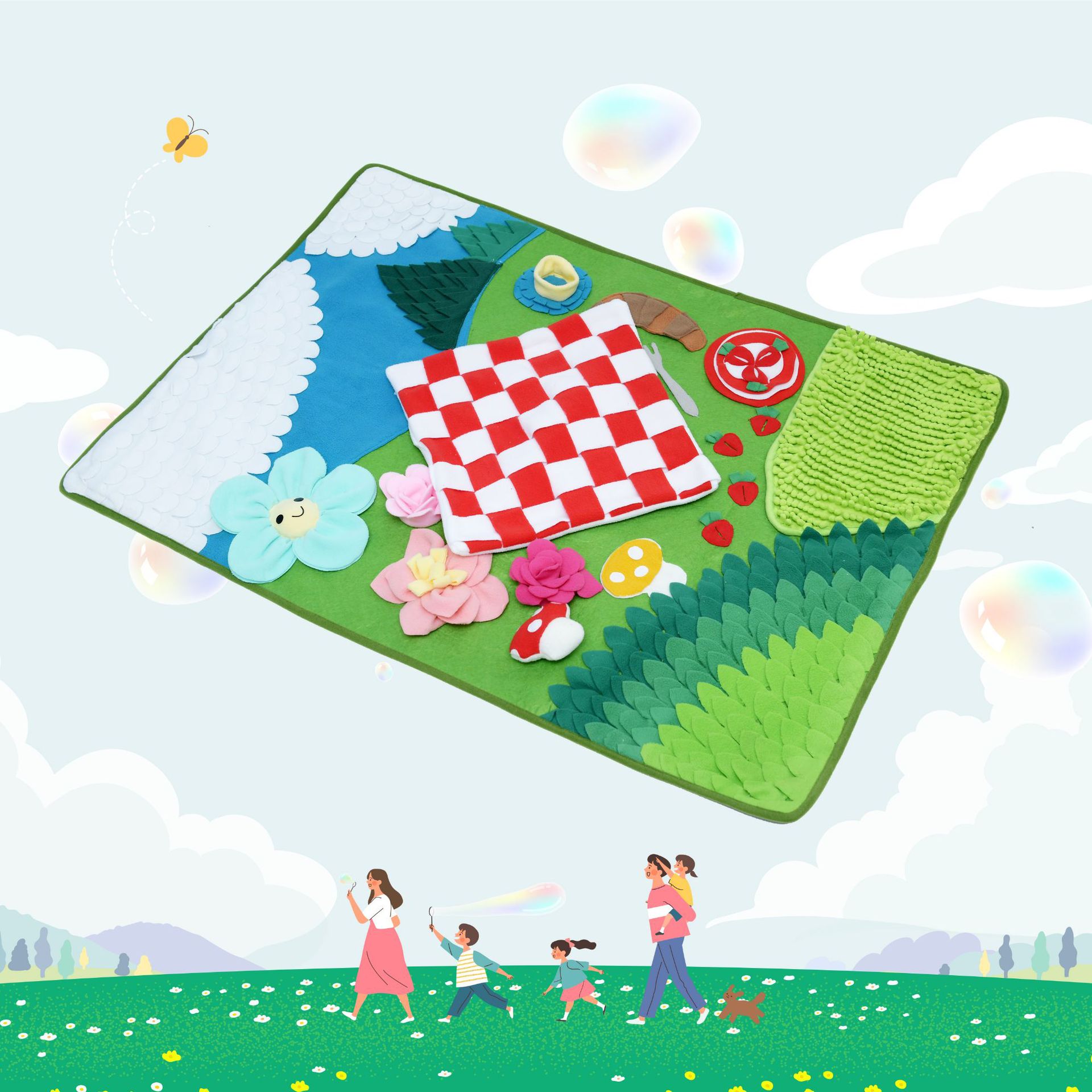 Rongka Pet Cross-border Amazon Spring Picnic Grassland Interactive Intelligence Fun Boredom Pet Sniffing Mat Medium and Large Dog Slow Food Stress Relief Food Hiding Mat Specification image