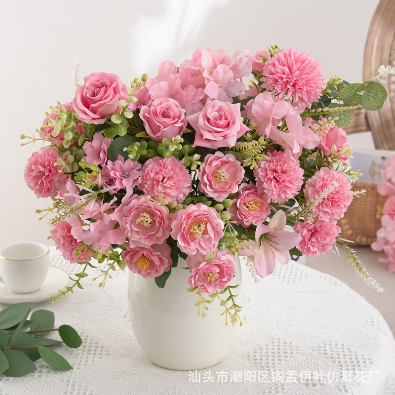 仿真花DIY发饰配件/假花/5朵塑膠花/仿真花/假花批发产品图