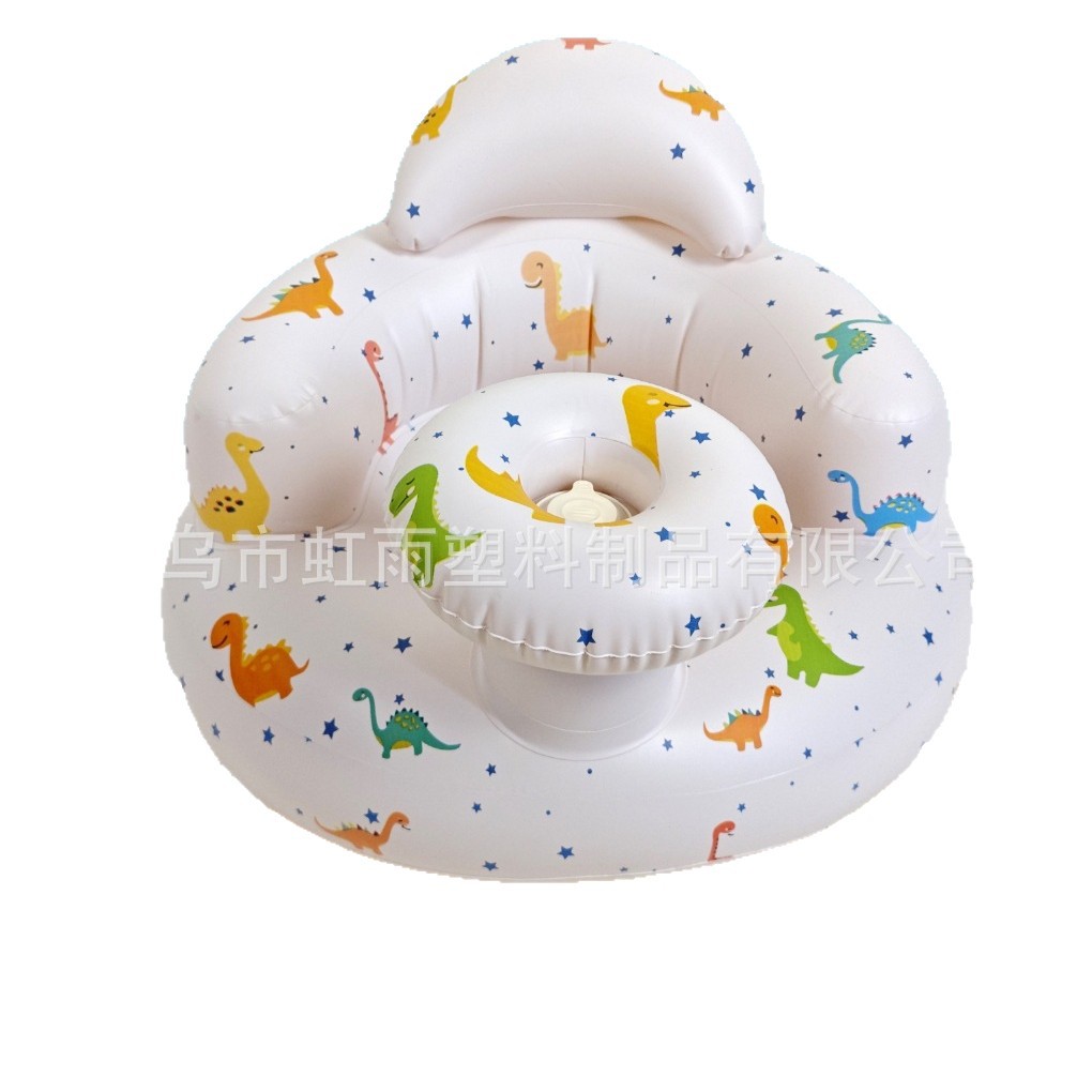 新款宝宝学坐椅婴儿充气小沙发可折叠餐椅防摔防侧翻家用喂饭神器白底实物图