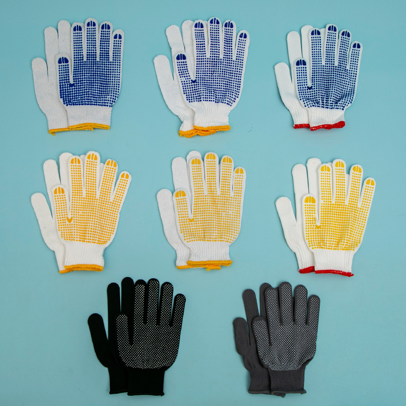 点胶手套防滑线手套防滑手套工作加厚尼龙手套针织耐磨劳保手套