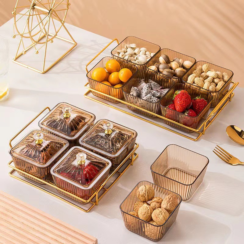Light luxury snack plates, compartments and platters, home fruit plates, living room, bar, KTV, candy and snack plating, nuts and dried fruits details Picture
