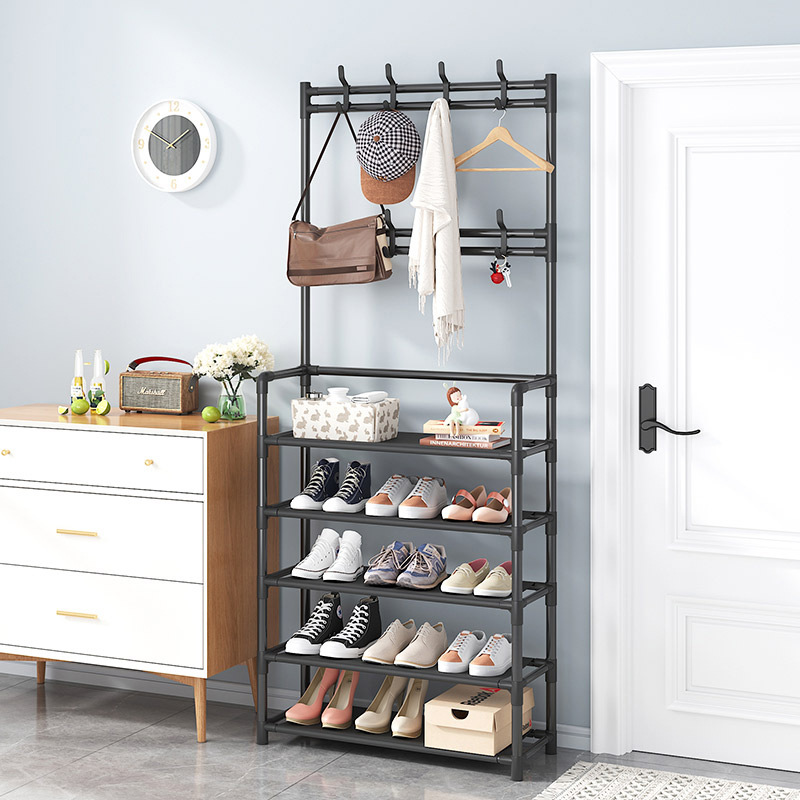 Shoe rack, coat rack, multi-layer simple dust-proof household dormitory rental room storage shoe cabinet 2023 bestseller Specification image