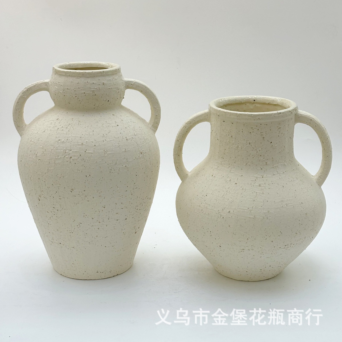 Japanese-style retro coarse earthenware texture vase, off-white, multi-specification soft decoration flower vases for homestays details Picture