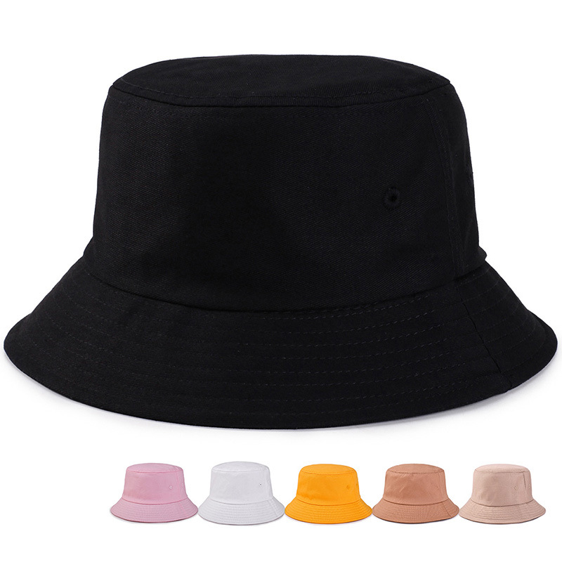Fisherman's hat, simple outdoor hiking, parent-child bucket hat, men's solid color smooth plate pure cotton basin hat, women's