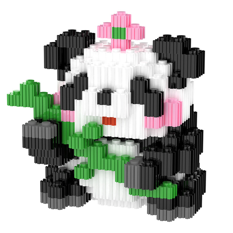 Panda building block puzzle assembly trinkets, cute and adorable pet series, birthday gifts for boys and girls, street stall toys Item Picture