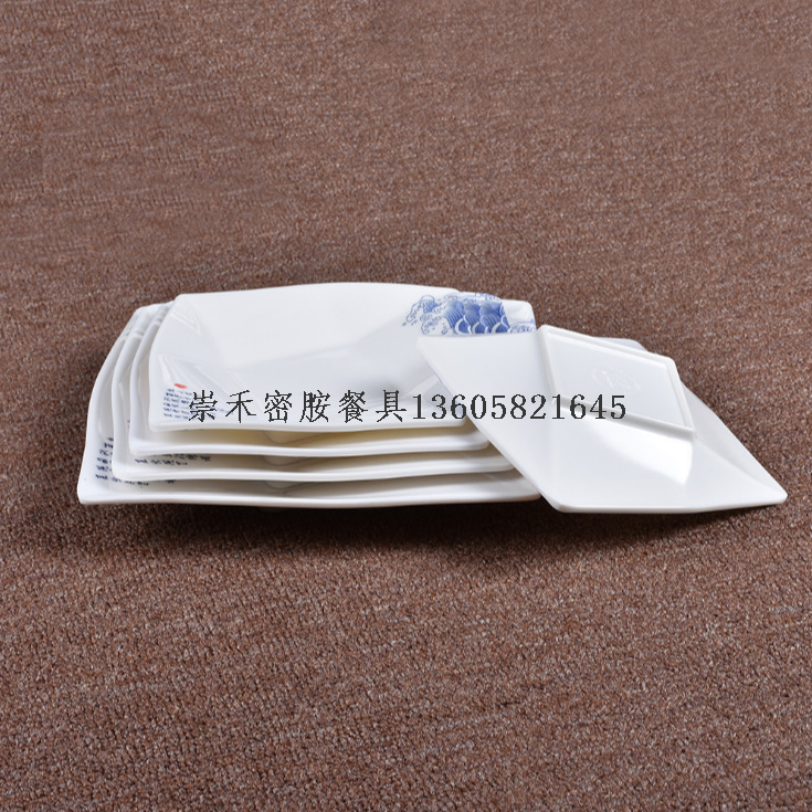 Melamine tableware porcelain imitation plate A5 decal art plate rectangular plate details Picture