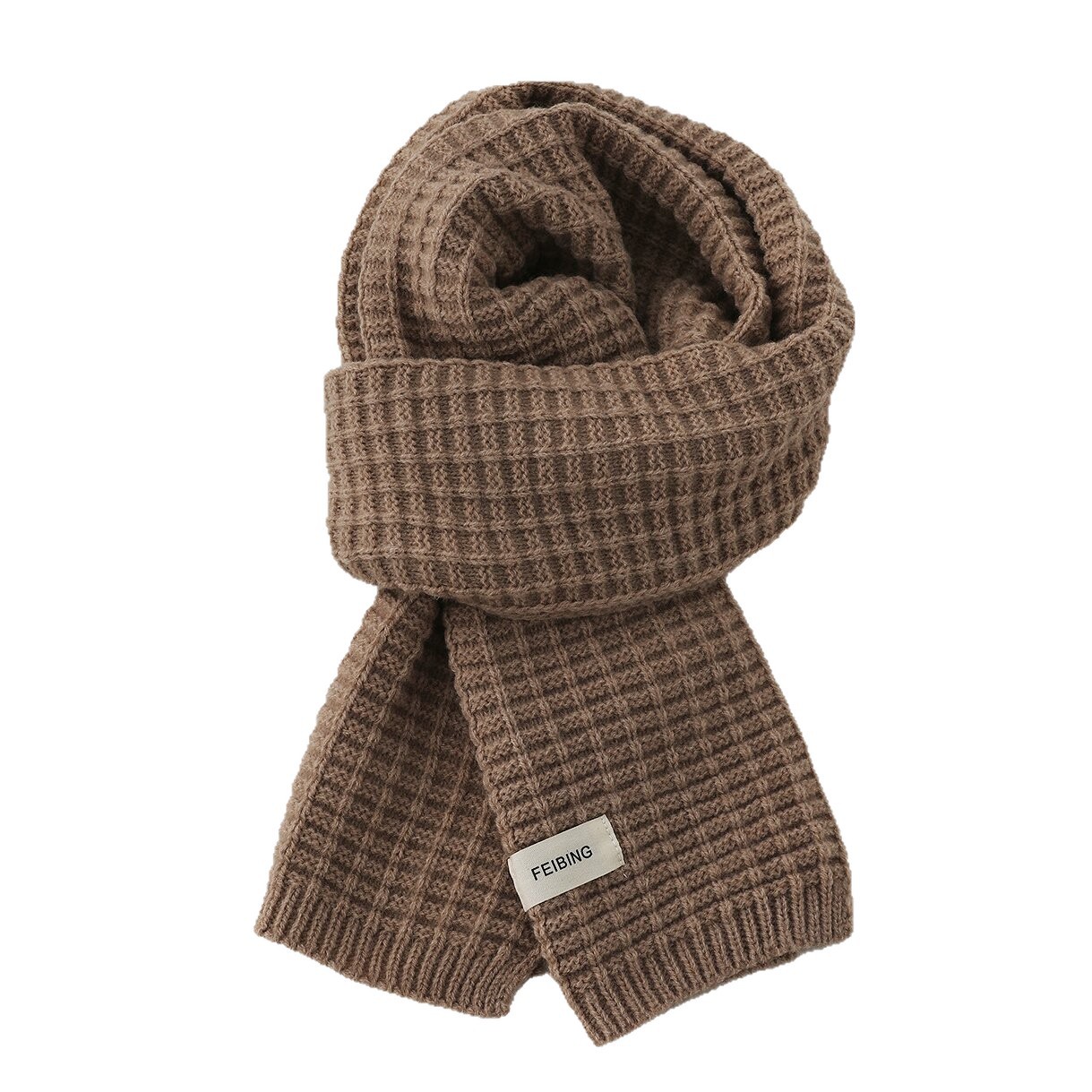 Korean-style simple and versatile knitted scarf for winter women, thickened, warm, fair and high-end look, casual woolen scarf for men Item Picture