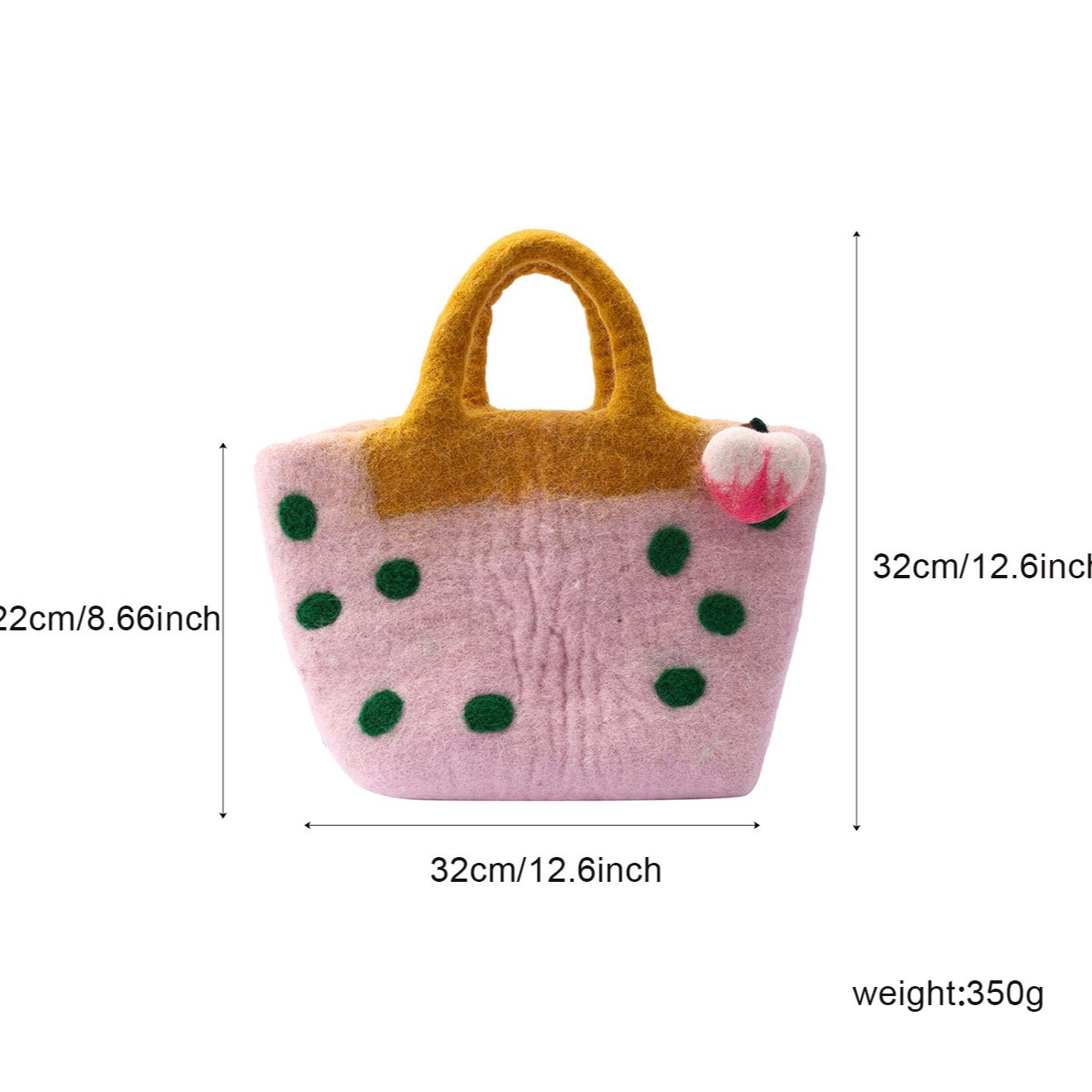 桃心手工羊毛毡手提包春天系立体爱心花园森系文艺清新手拎包批发白底实物图