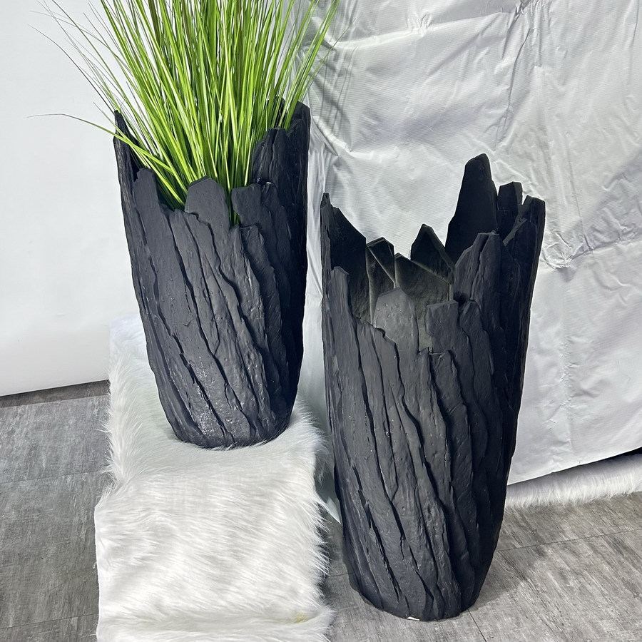 Stacked vertical pattern artistic floor-standing vase, a light luxury minimalist style decorative item, a large and small hotel and homestay soft decoration flower vase details Picture
