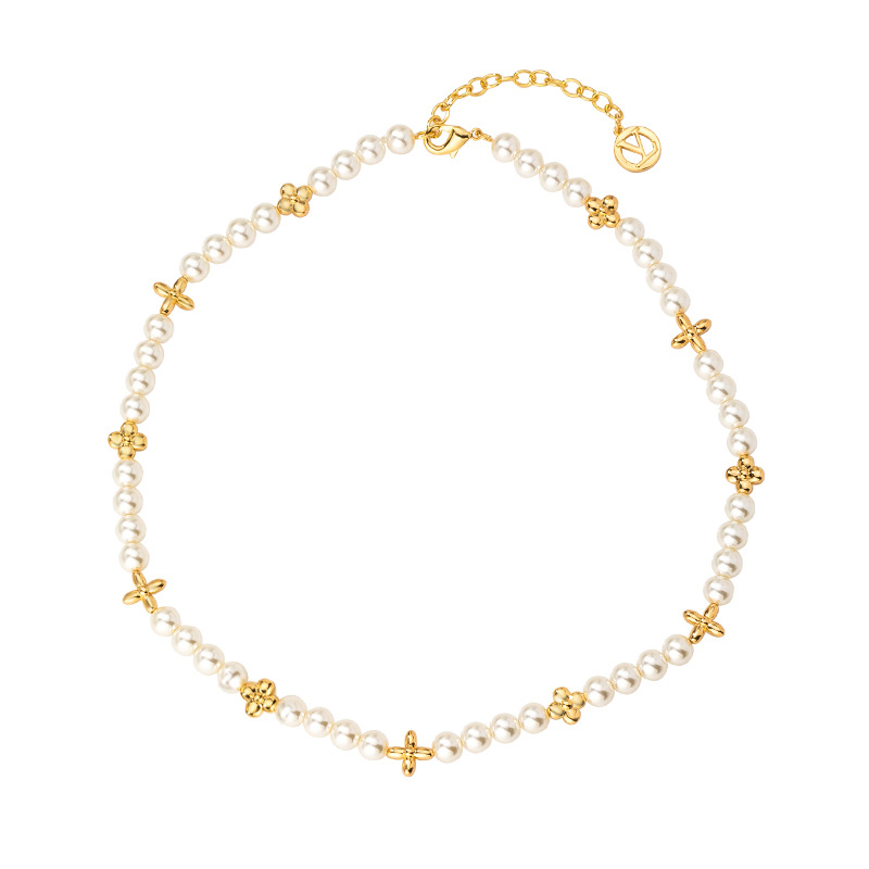 柏伶饰品新款小众珍珠项链时尚气质毛衣链高级感简约锁骨链饰品厂白底实物图