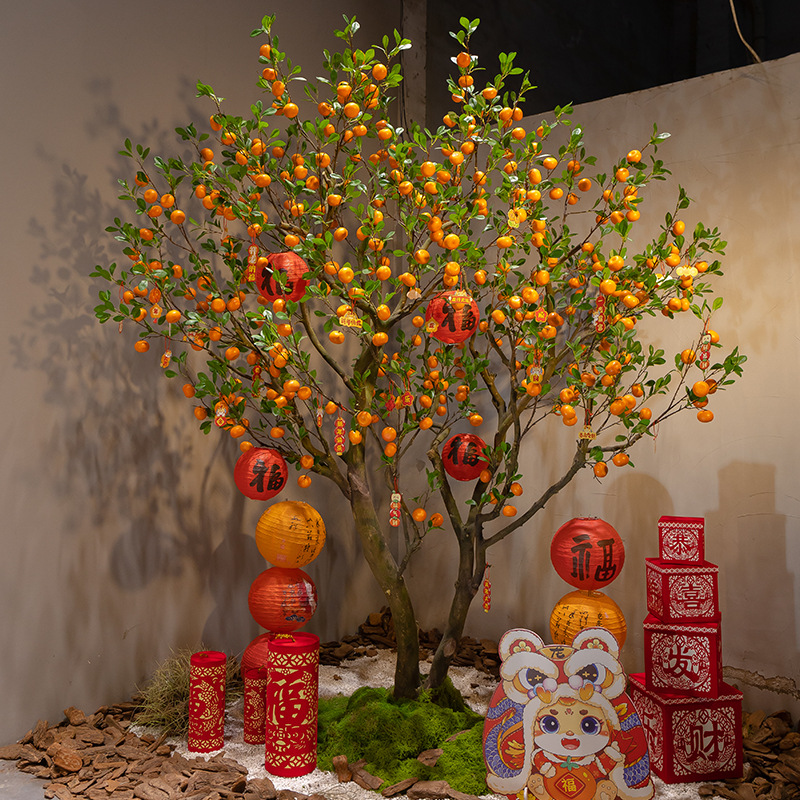 仿真橘子树许愿树室内外装饰红包树新中式人造假桔子树仿真树绿植产品图