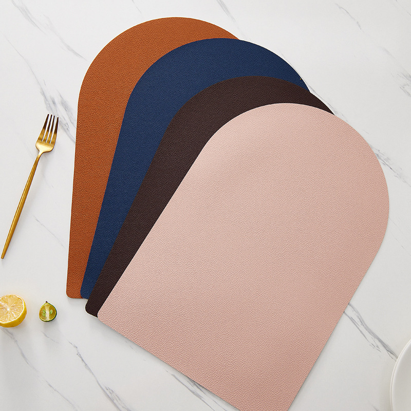 北欧餐厅装饰茶杯垫防水隔热垫防烫不规则面包形皮革餐垫隔热餐具详情图3
