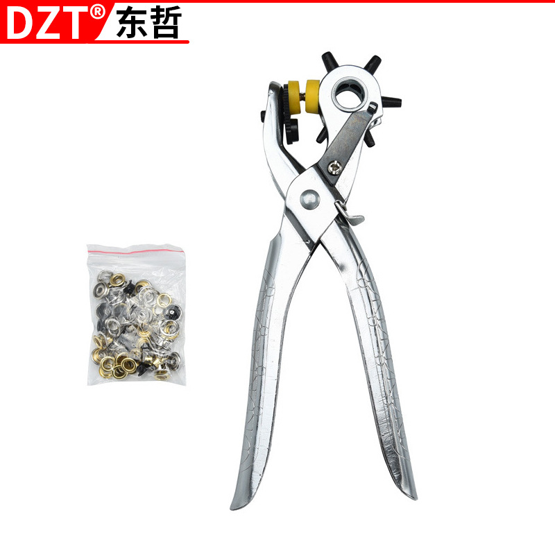 Multi-functional hole punching pliers, chicken eye pliers, belt, waist, leather goods, leather, paper, metal guard ring punching tools Specification drawing