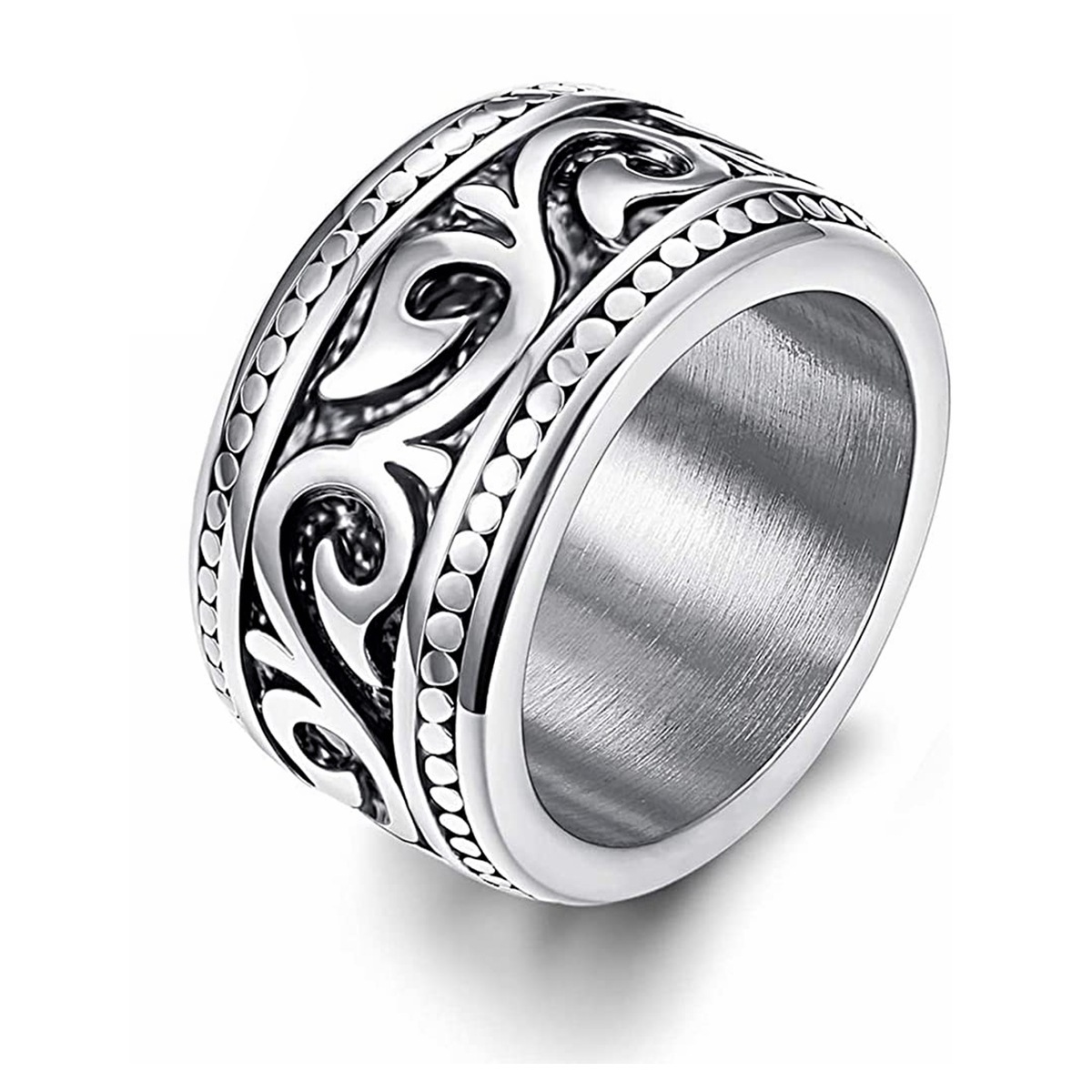 2024 Amazon New European and American men's titanium steel ring, personalized totem wide ring, retro aged jewelry accessory Item Picture