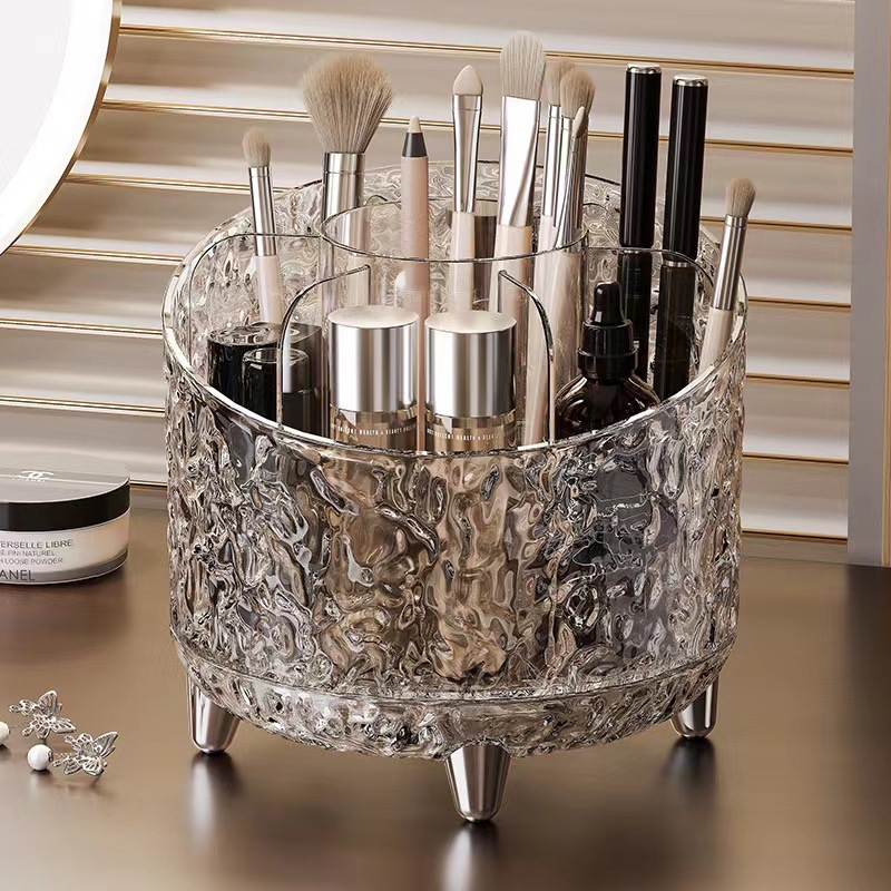 Cosmetics storage box, rotating dust-proof makeup brush storage cylinder, dressing table, desktop pen bucket, lipstick and eyeshadow shelf details Picture