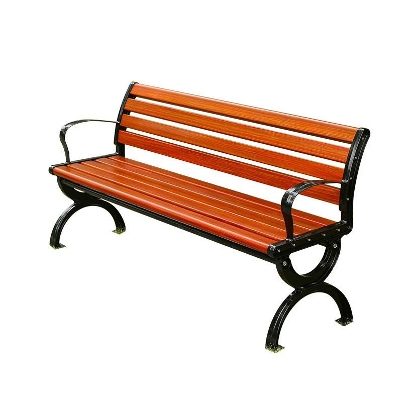 Park benches, outdoor leisure solid wood chairs, plastic-wood public seats, garden courtyard stools, ironwork cast aluminum long benches Item Picture