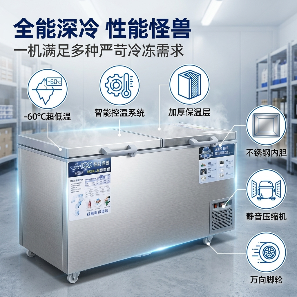超低温冷柜-60℃不锈钢金枪鱼海鲜冷冻柜商用大容量卧式深冷速冻 Specification image