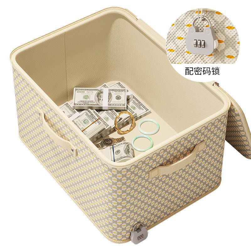 Password storage box with lock, home wardrobe, clothes, quilts, toy organization box, foldable storage box, a magic tool Specification image