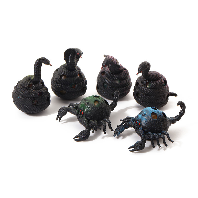 亚马逊wish爆款万圣节捏捏乐吓人玩具TPR仿真蛇蝎昆虫恶搞玩具