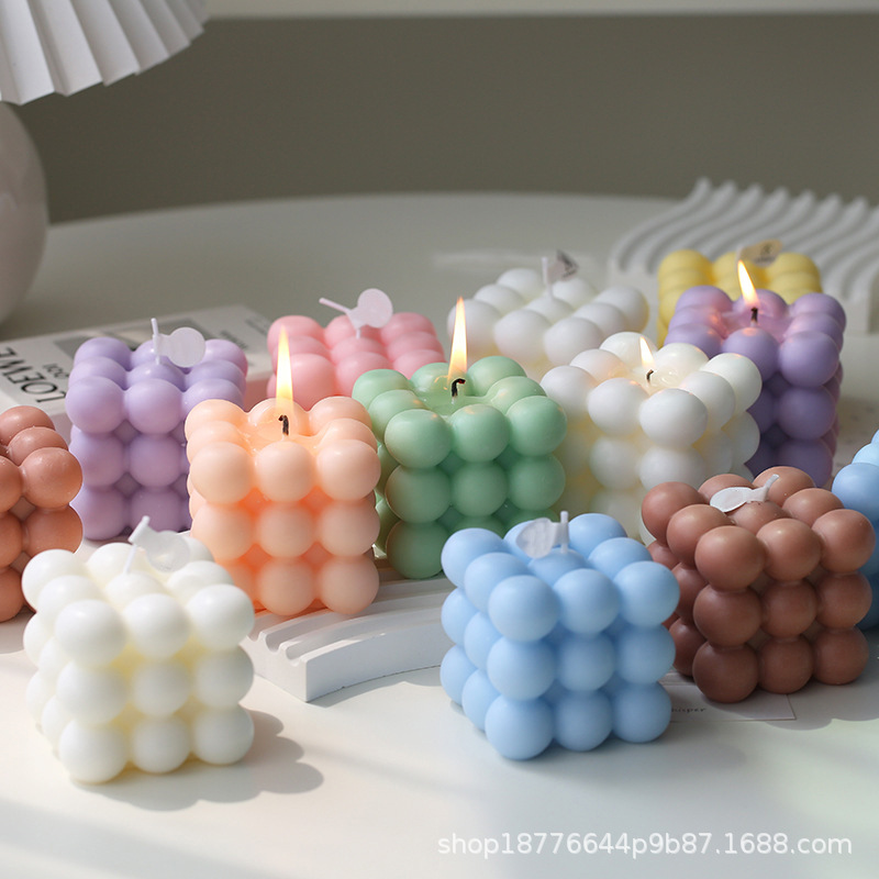 魔方香薰蜡烛生日伴手礼ins几何蜡烛拍照道具派对布置摆件