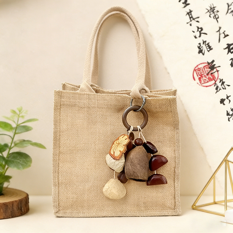 Harvest Blessing Seed Wenqi's same style wish seed beaded bag pendant, hand-woven fruit shell retro pendant details Picture