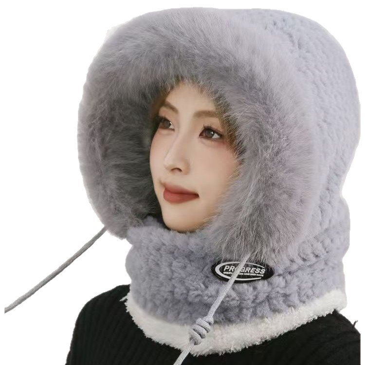 Harbin travel hat, women's scarf, integrated neck protection, winter fleece warm head cover, Northeast cold protection, cycling wind protection Item Picture