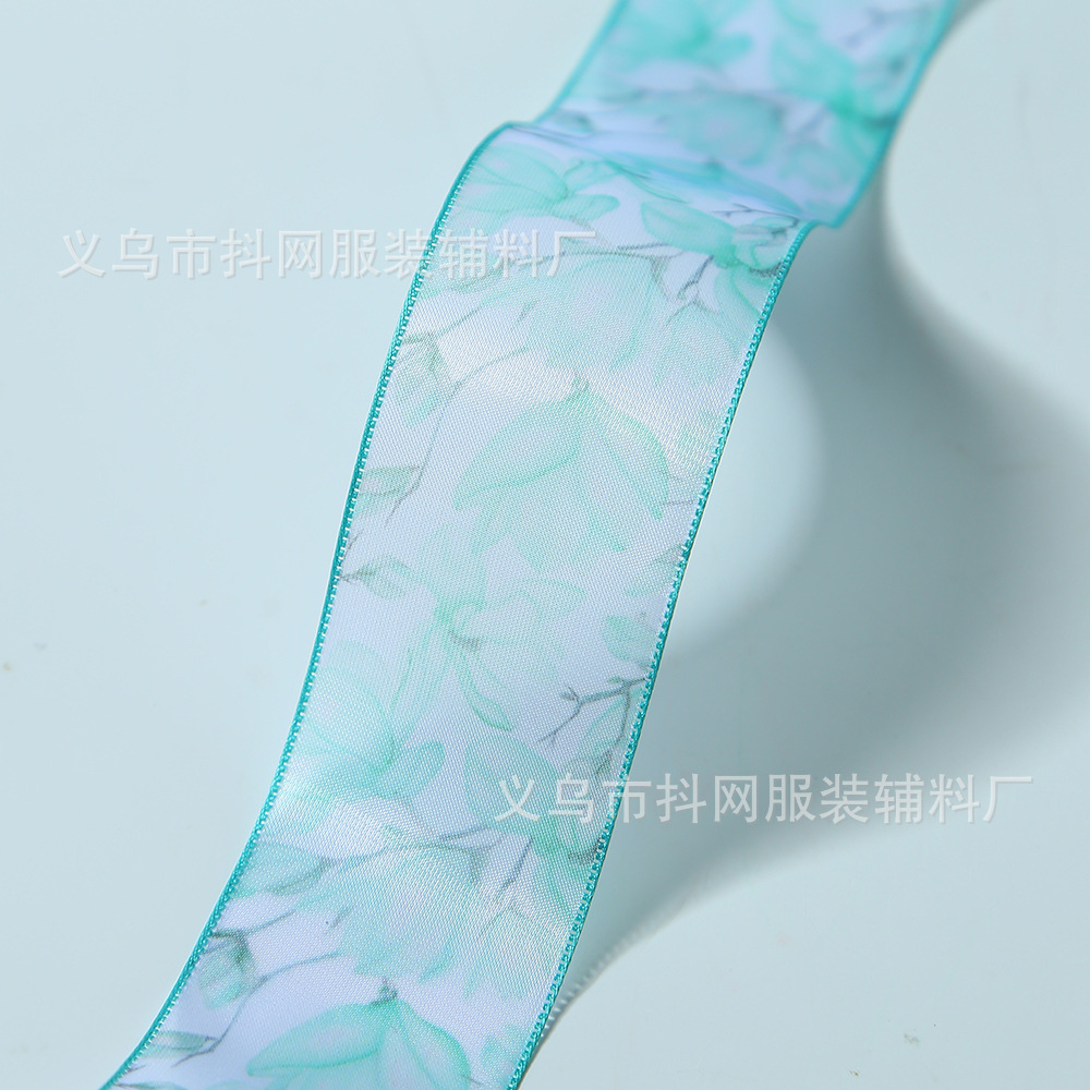 Primavera verano 4cm flor hilado cinta hecho a mano DIY accesorios de pelo tocados cinta de seda accesorios de ropa flores embalaje cinta al por mayor Specification image