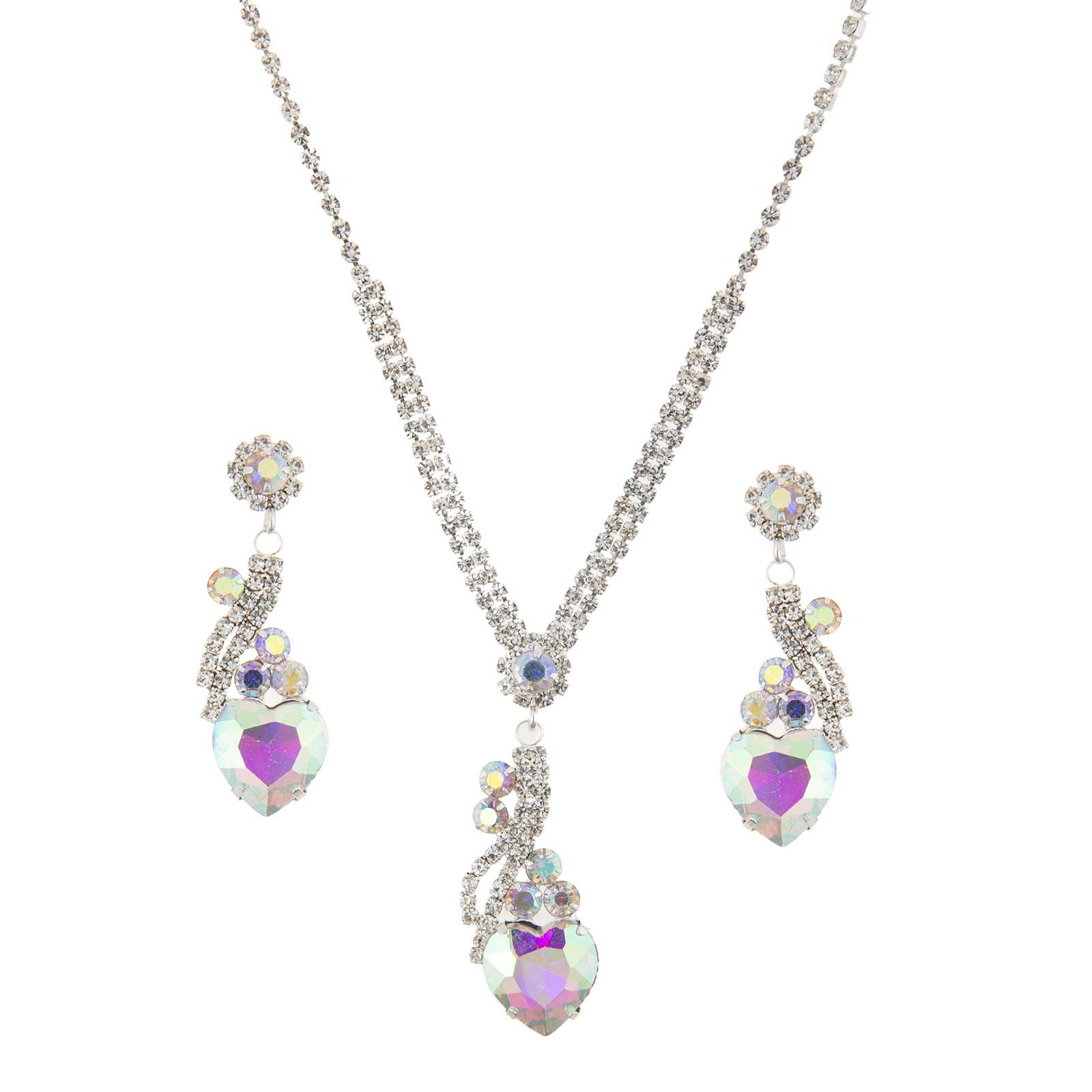 Wholesale of new cross-border European and American full-diamond bride wedding heart-shaped pendant earrings and necklaces with rhinestones Application Scenario