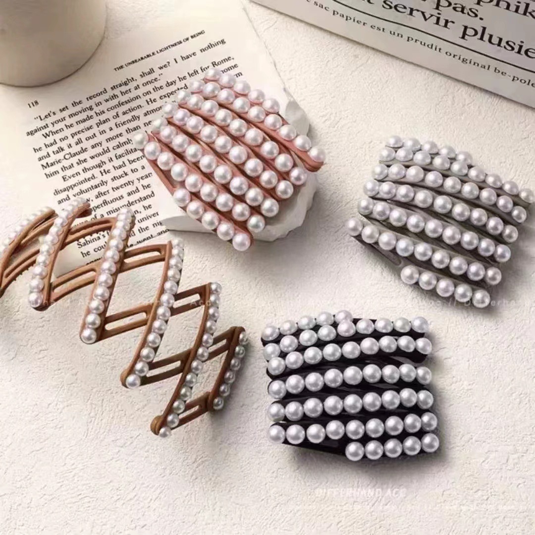 可伸缩折叠发捆碎发发箍女款珍珠款不勒头发卡旅行洗脸头箍头饰