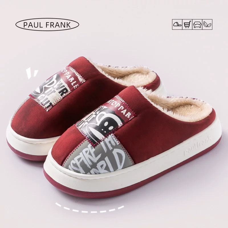 PaulFrank big-mouthed monkey Cotton Slippers for women's outdoor wear, indoor thick-soled cotton slippers, women's winter cotton slippers wholesale details Picture