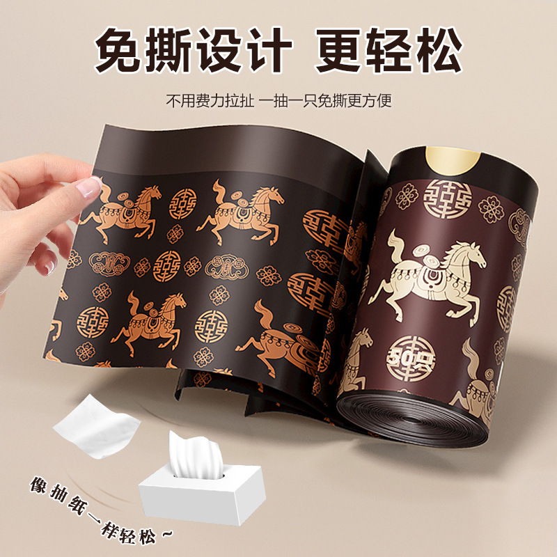 Tear-free drawstring garbage bags, thickened household, not easy to break, disposable plastic garbage bags for student dormitories in the Year of the Horse details Picture