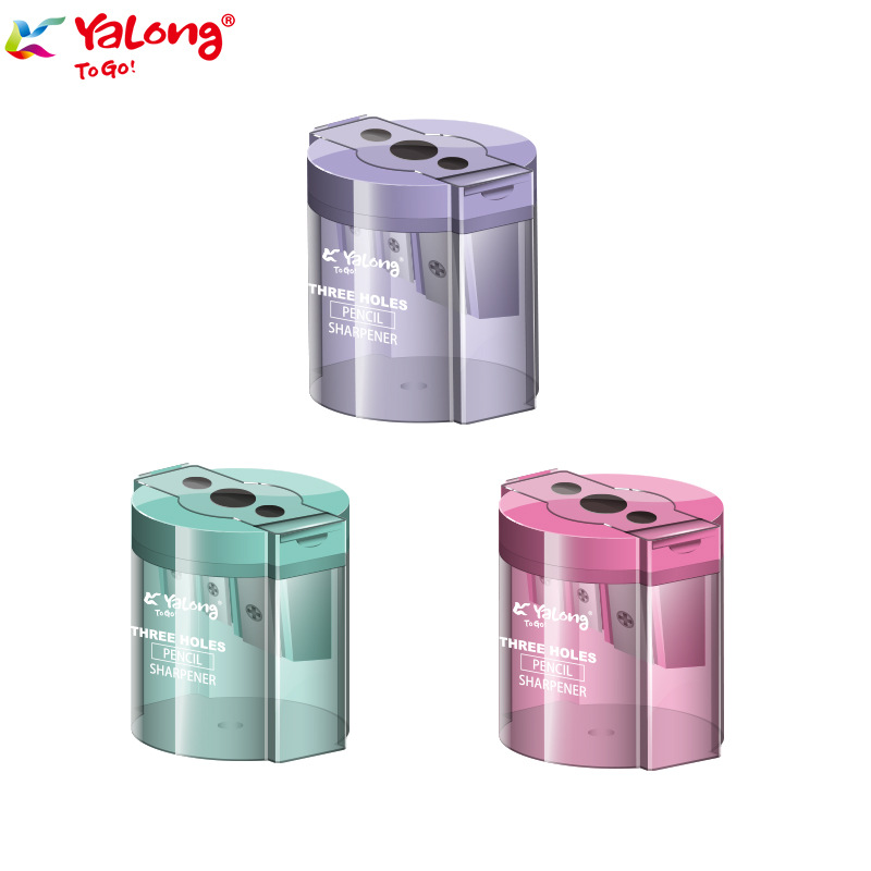Cross-border manufacturer wholesale and direct sales of children's stationery pencil sharpeners, three-hole transparent pencil sharpeners, creative pencil sharpeners Item Picture