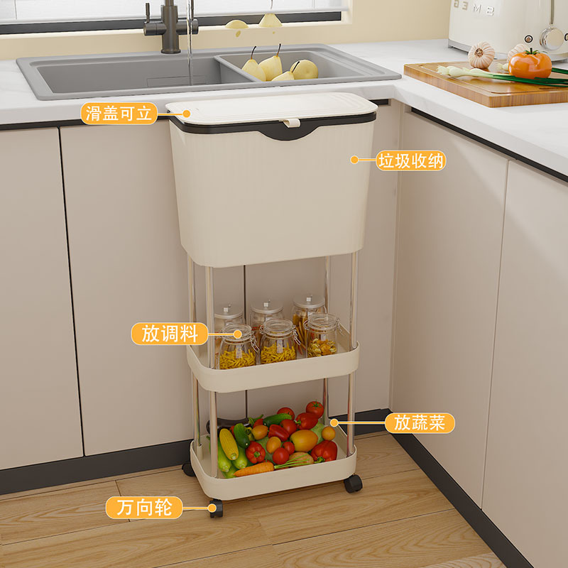 垃圾桶/摇盖式垃圾桶40L/不锈钢垃圾筒/大型垃圾桶/不弯腰垃圾桶产品图