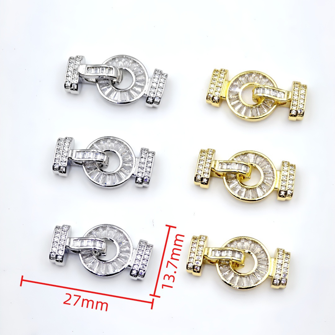 18k gold inlaid zircon O-shaped shell buckle rose heart buckle sweater chain connection end buckle diy accessory matching Specification image