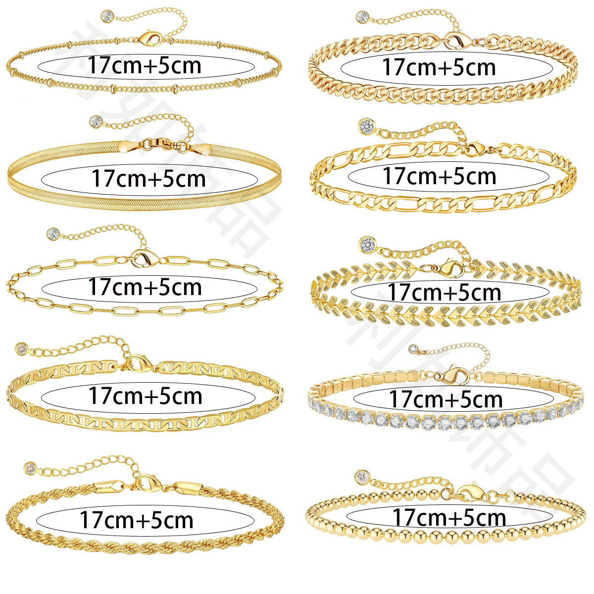 Factory direct sales of stainless steel gold-plated bracelets for women, fashionable and simple twist chains, European and American versatile jewelry wholesale Specification drawing
