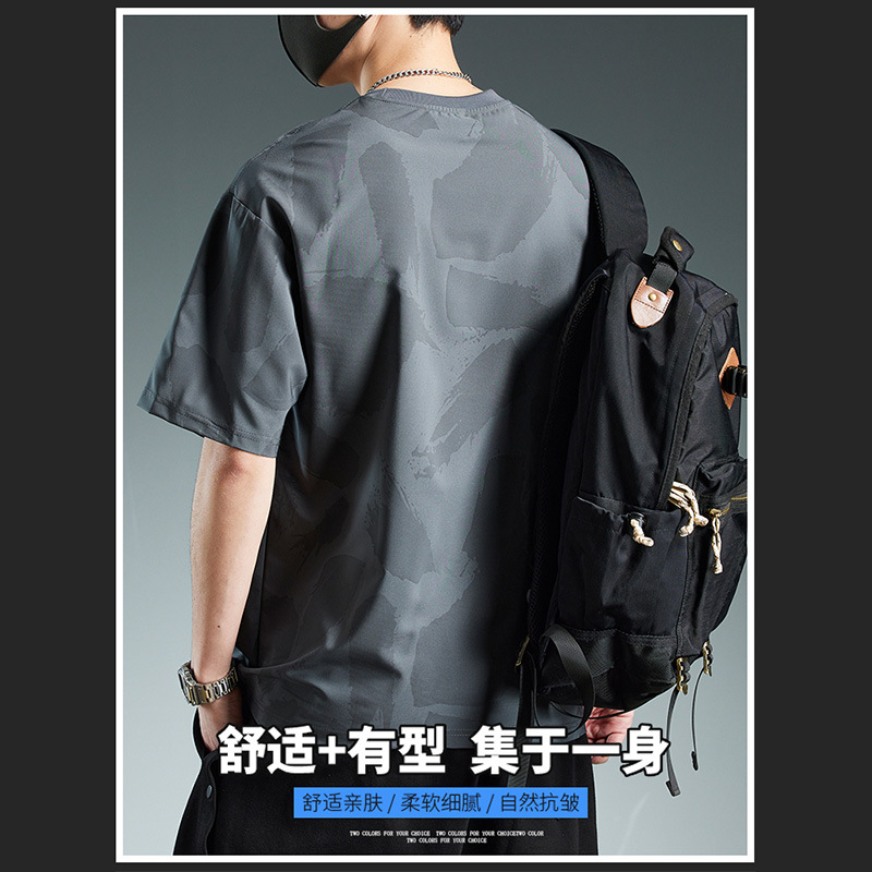 Loose and breathable short-sleeved T-shirt for men, trendy round-neck spring and summer thin ins men's top, comfortable and cool details Picture