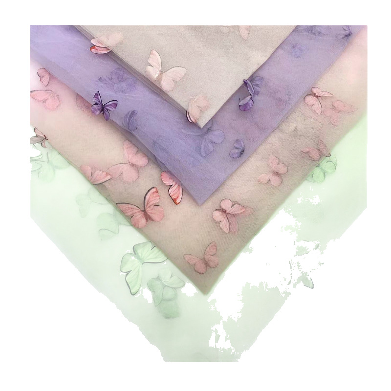 Laser-embroidered lace fabric, butterfly mesh fabric, new type of fabric, butterfly embroidery fabric, lace women's embroidery fabric Item Picture