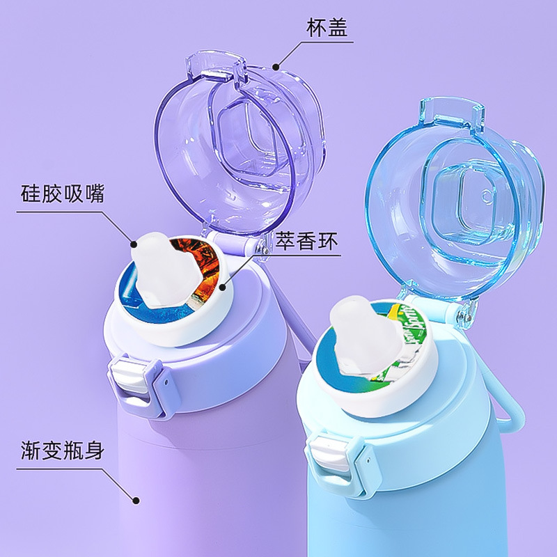 The fragrant cup is selling well. The fun and creative tritan water cup is designed for girls with a high level of appearance. It is a student sports cup with a straw and a gradient handle Application Scenario