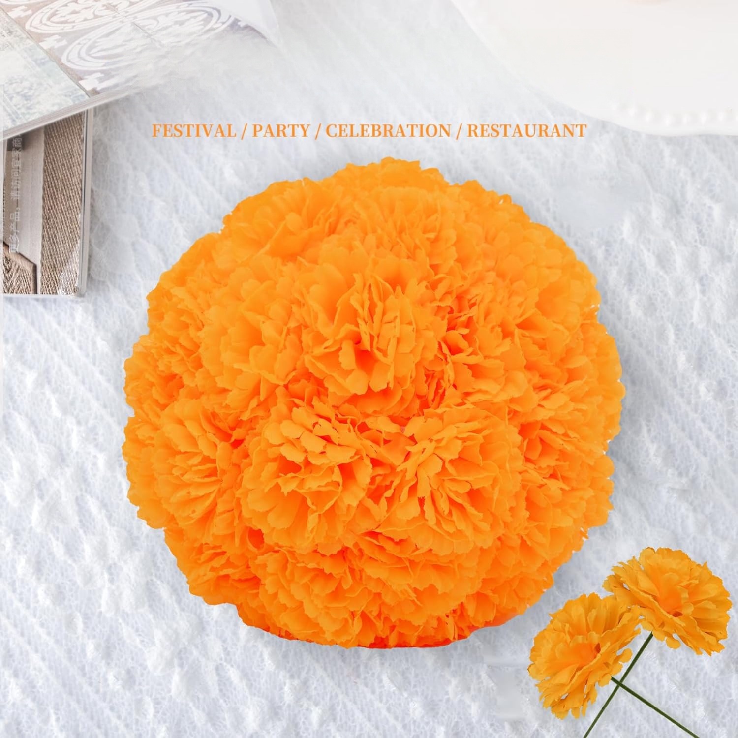 Cross-border artificial flower marigold set, lilac, carnation DIY Festival, Ghost Festival, Halloween decoration artificial flower factory Application Scenario