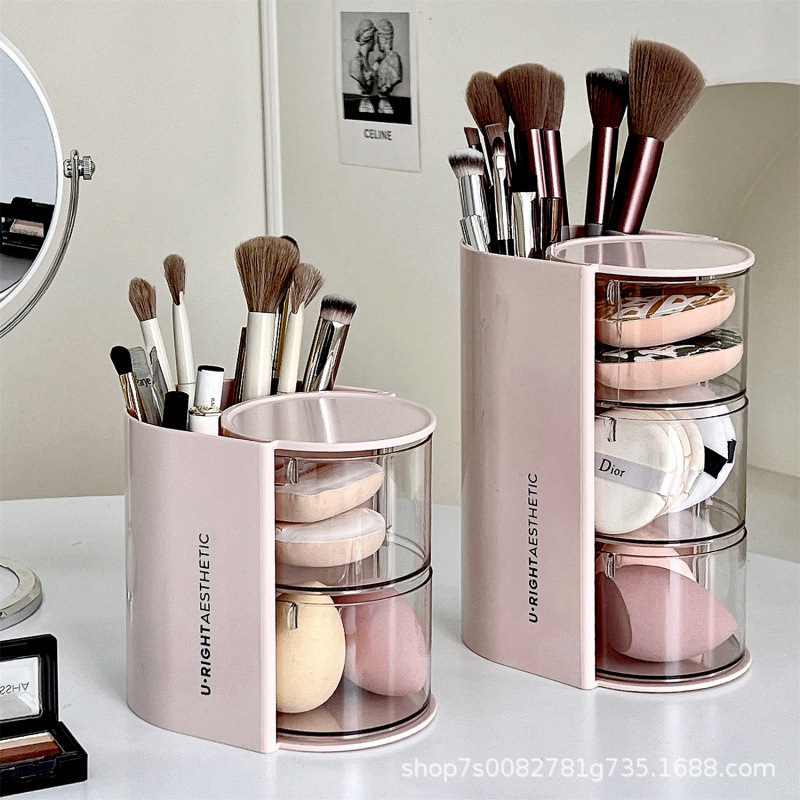 High-end dust-proof, light luxury, large-capacity dressing table, cotton pad, beauty egg cushion, lipstick, desktop cosmetics storage box Application Scenario