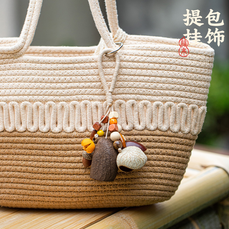 diy natural fruit shell hanging bell, new Chinese herbal plant seed bag pendant, handcrafted keychain, artistic bag hanging decoration Specification image