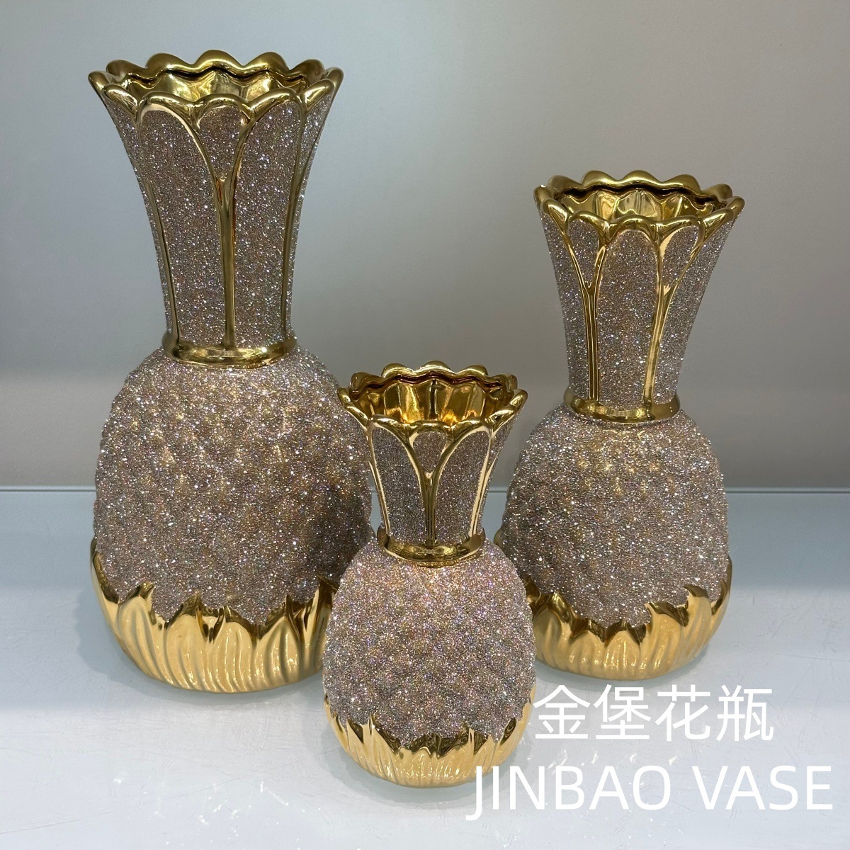 Creative vases, ceramic ornaments, European-style electroplated gold handicrafts, home decoration ornaments, factory direct sales