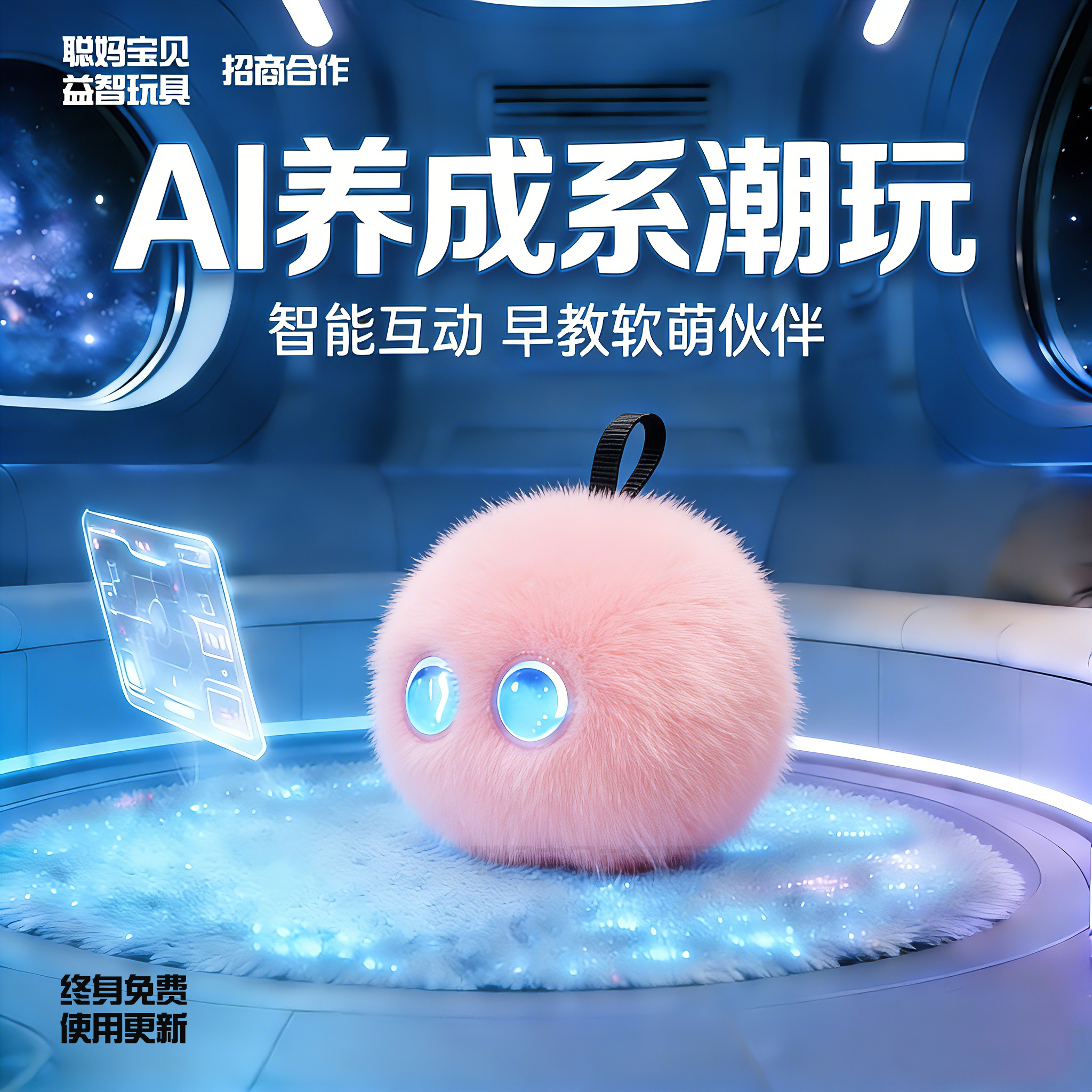 粉色毛绒AI养成玩具兔子挂件钩织蒙奇奇轻松熊